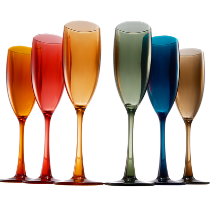 Unbreakable Pastel Color Acrylic Champagne Flutes Glasses | Set of 6