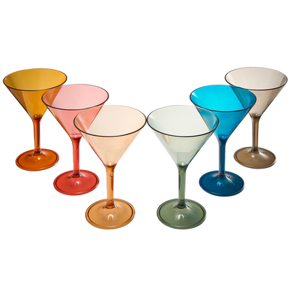 Unbreakable Pastel Color Acrylic Martini Glasses | Set of 6