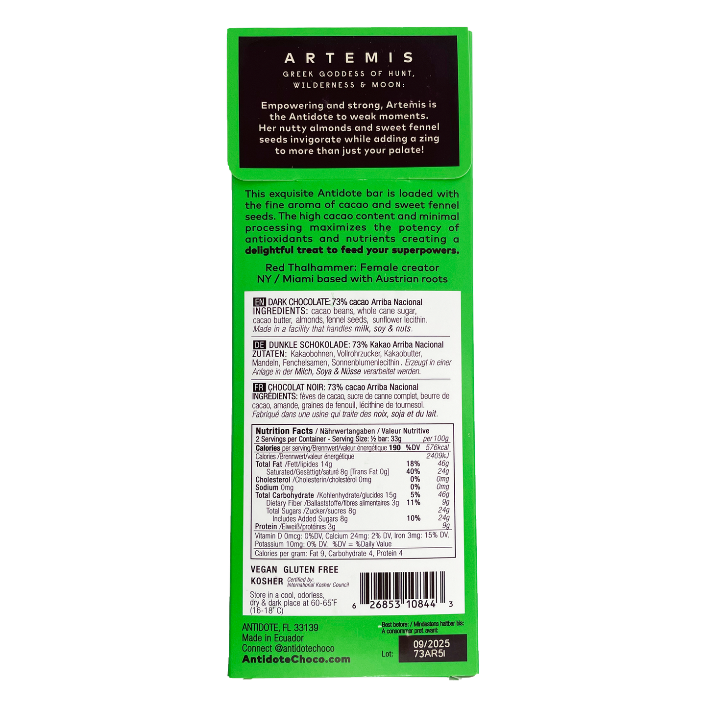 Antidote Chocolate ARTEMIS: ALMOND + FENNEL - 12 Bars