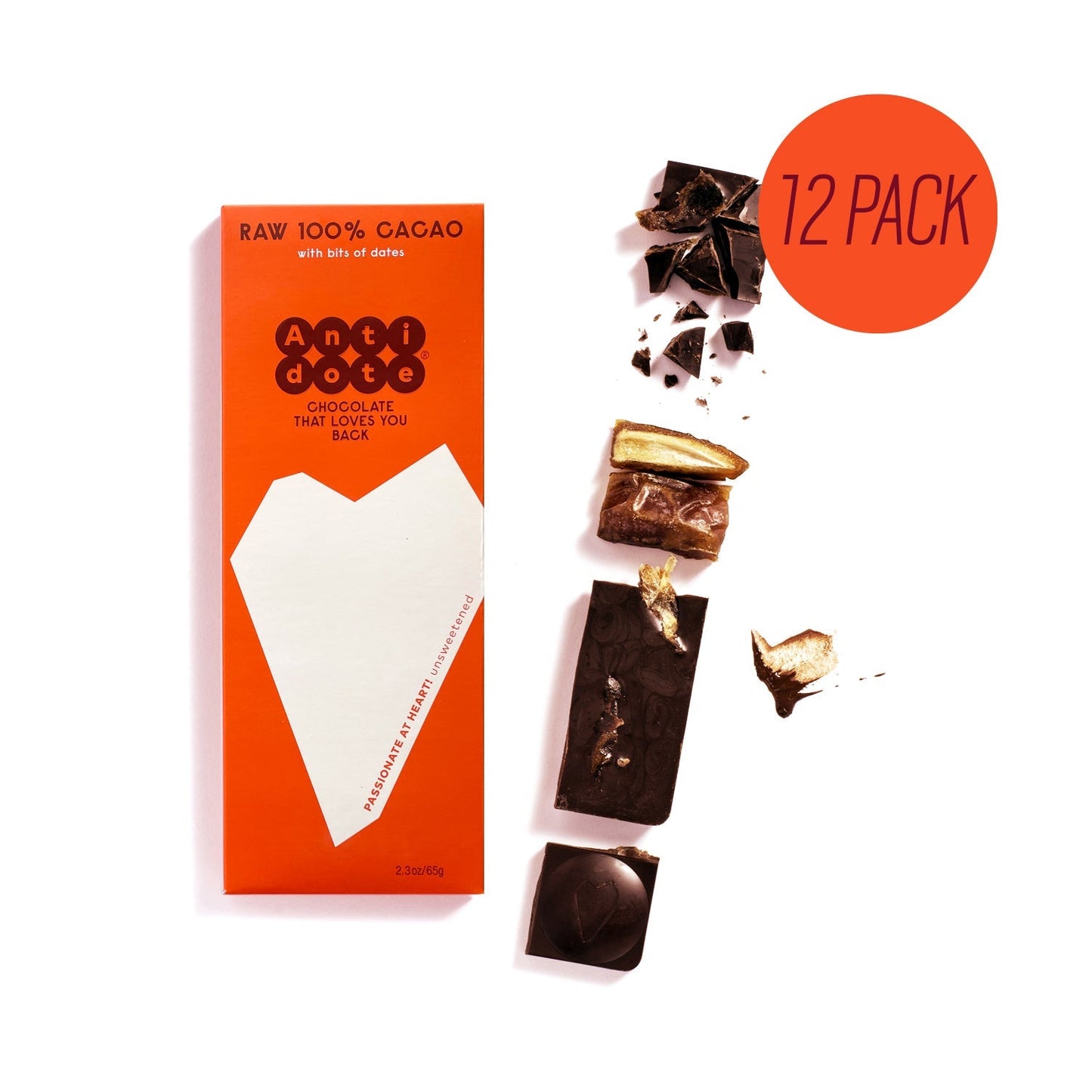 ANTIDOTE CHOCOLATE XOCHI: RAW 100% CACAO + DATES - 12 Bars