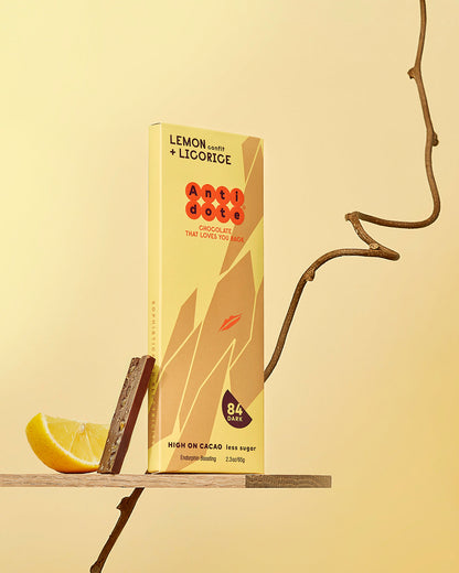 Antidote Chocolate LOLA: LEMON + LICORICE 84% - 12 Bars