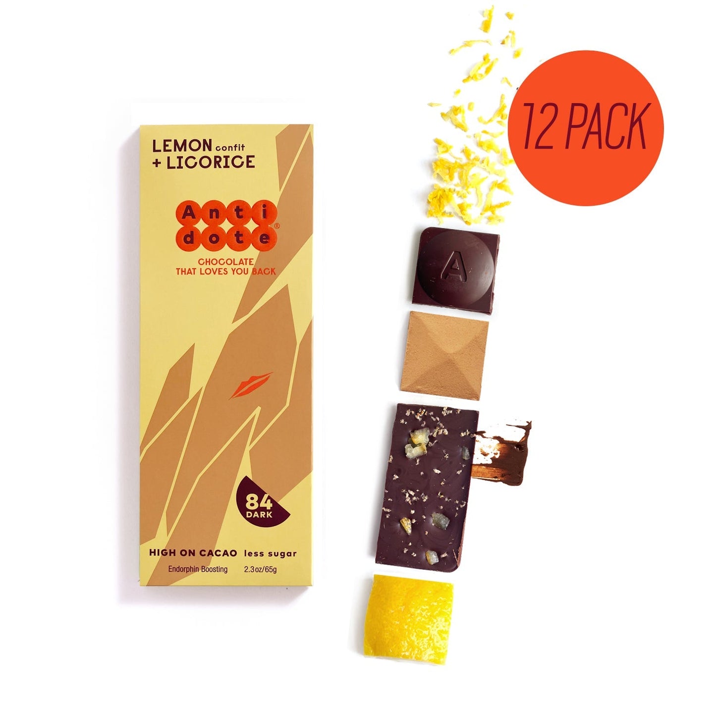 Antidote Chocolate LOLA: LEMON + LICORICE 84% - 12 Bars