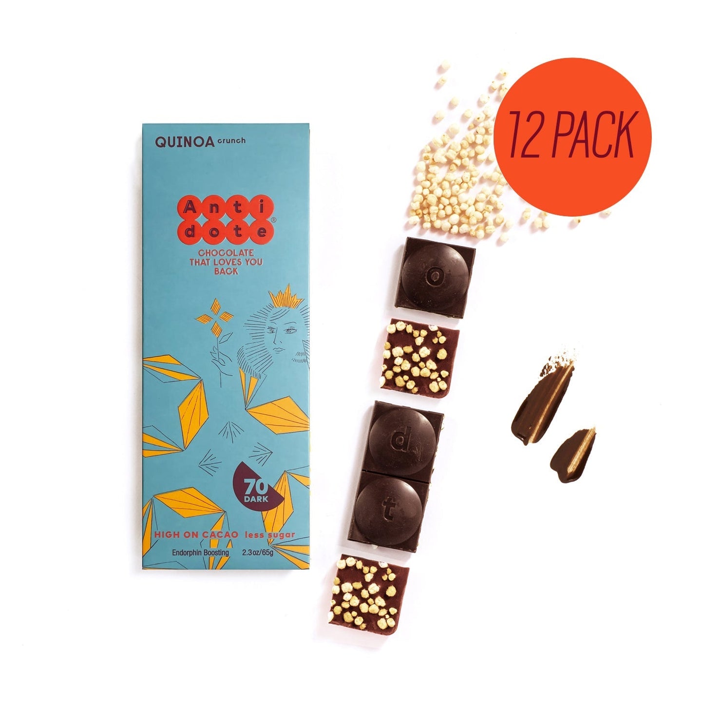 Antidote Chocolate QUEEN Q: QUINOA CRUNCH - 12 Bars