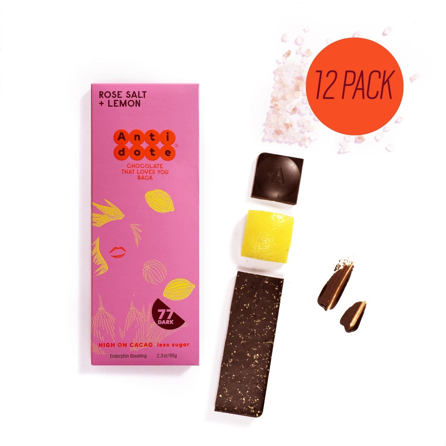 Antidote Chocolate HEBE: ROSE SALT + LEMON - 12 Bars