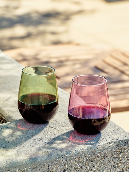RESERVE 16oz Stemless Wine Color Series Tritan™ Copolyester Glass Blush-5