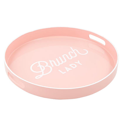 Brunch Lady Round Bar Tray | Serving Tray with Handles | 13.5" Diameter