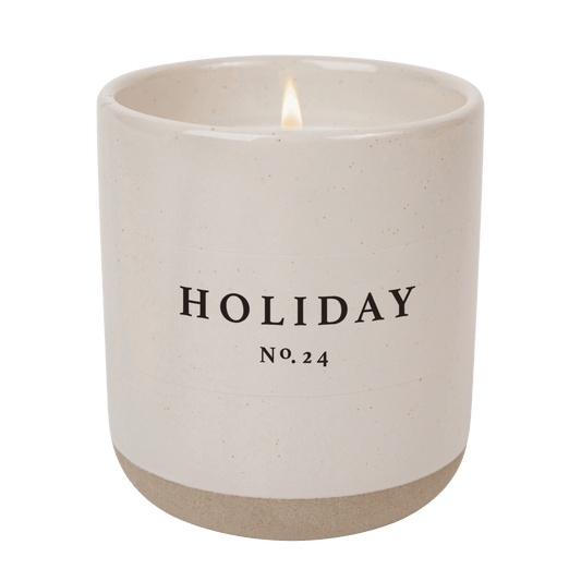 Holiday Soy Candle - Cream Stoneware Jar - 12 oz by Sweet Water Decor