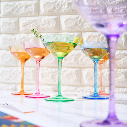 Colored Coupe Glasses Set of 6 | 12 oz