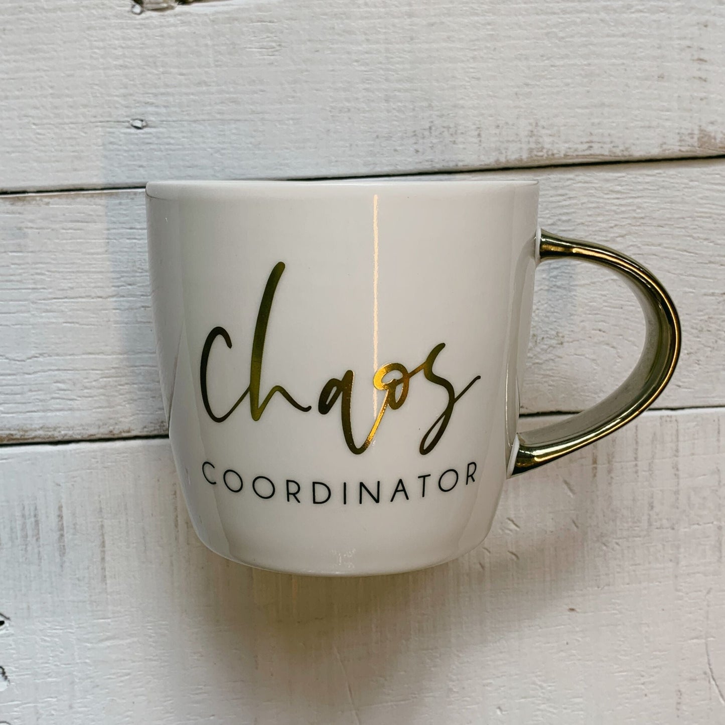 Chaos Coordinator Mug | Mothers Day Gift | Gold Handle Stoneware Coffee Tea Mug