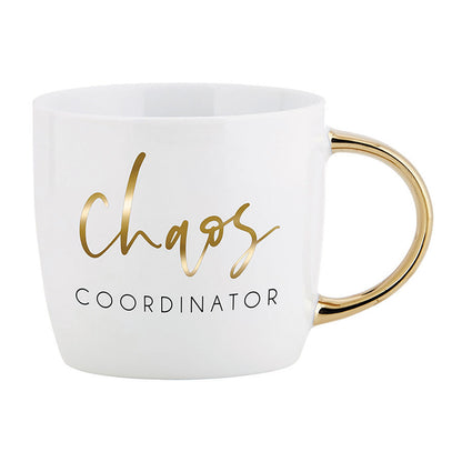 Chaos Coordinator Mug | Mothers Day Gift | Gold Handle Stoneware Coffee Tea Mug