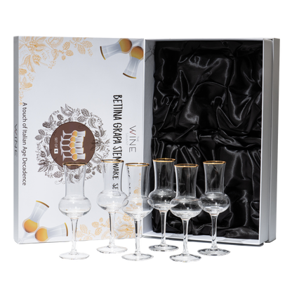 The Wine Savant Crystal Set of 6 Grappa Glasses 3oz Post Dinner Drinks, Italian Tulip Shape, Tasting Glasses, Perfect For Nosing and Sipping, Glasses for Absinthe, Aperol, Sherry, Aperitif, Scotch by The Wine Savant
