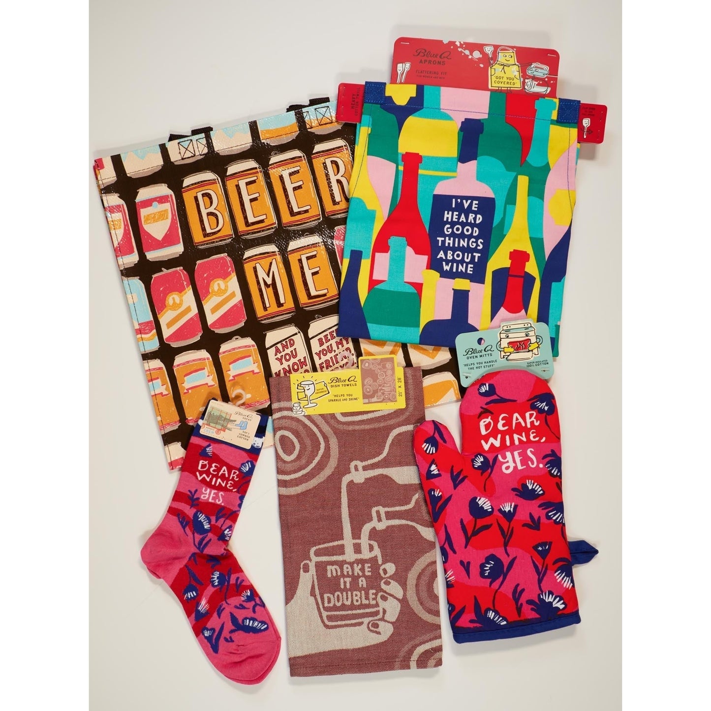 Dear Wine, Yes Women's Crew Socks in Pink and Red | BlueQ at GetBullish