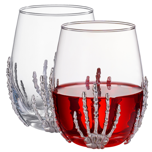 Stemless Skeleton Wine Glass | Set of 2
