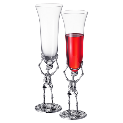 Stemmed Skeleton Champagne Flute Glass | Set of 2