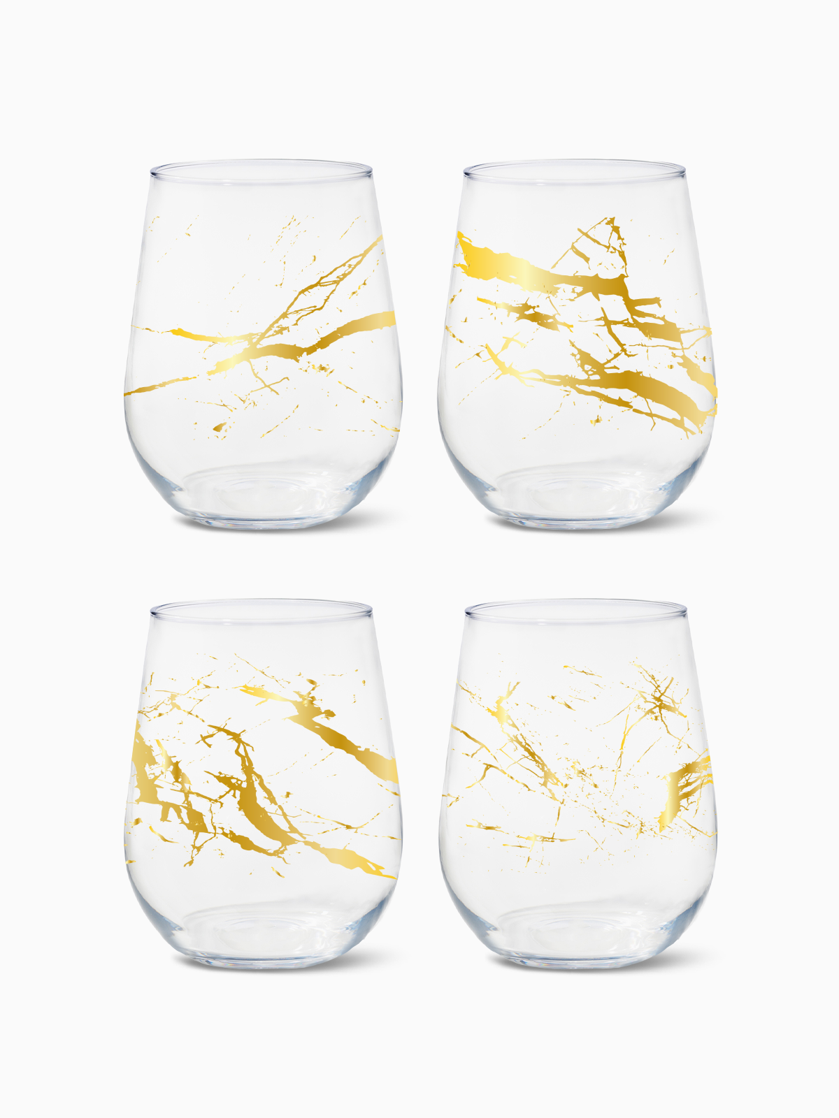 Gold Foil Marble - RESERVE 16oz Stemless Wine Tritan™ Copolyester Glass-0