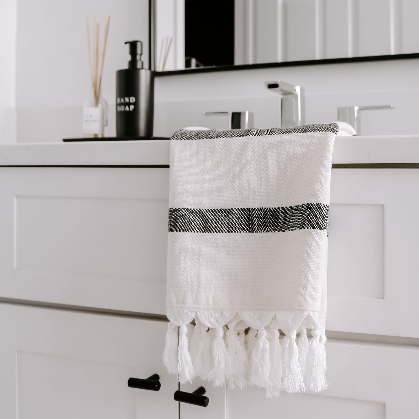 Turkish Cotton + Bamboo Hand Towel - Single Stripe by Sweet Water Decor