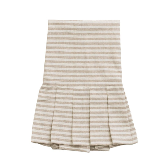 Tan Striped Tea Towel with Ruffle by Sweet Water Decor