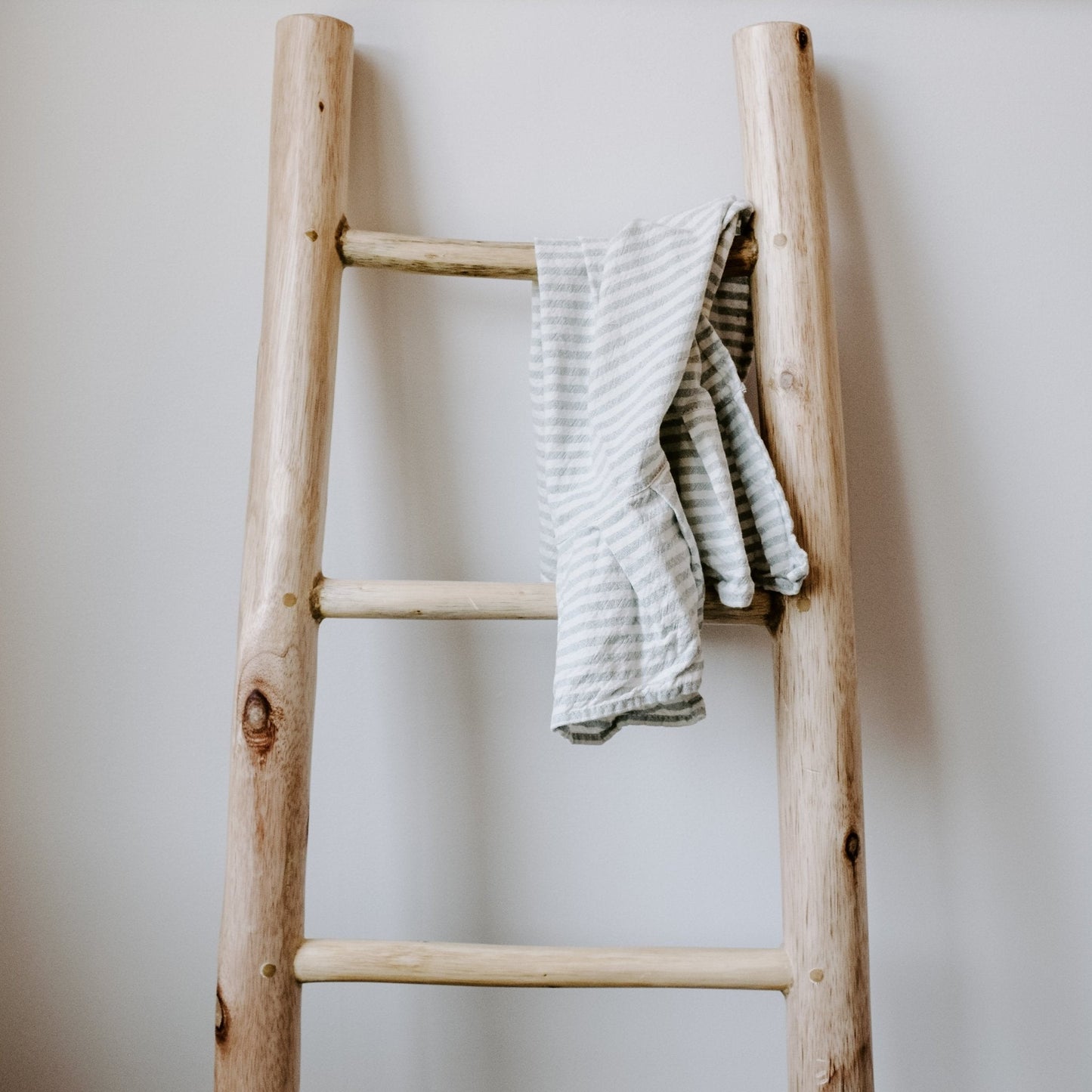 Grey Striped Tea Towel with Ruffle by Sweet Water Decor