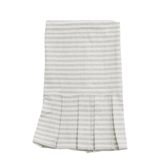 Grey Striped Tea Towel with Ruffle by Sweet Water Decor