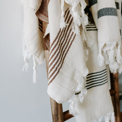 Turkish Cotton + Bamboo Hand Towel - Multi Stripes by Sweet Water Decor