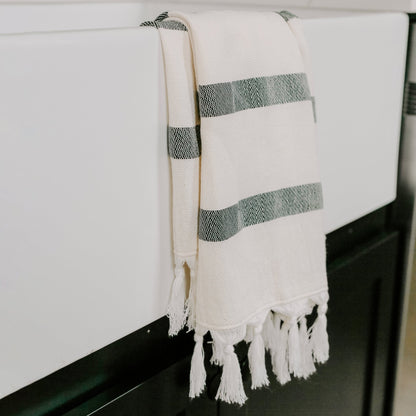 Turkish Cotton + Bamboo Hand Towel - Single Stripe by Sweet Water Decor