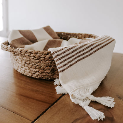Turkish Cotton + Bamboo Hand Towel - Neutral Stripes by Sweet Water Decor