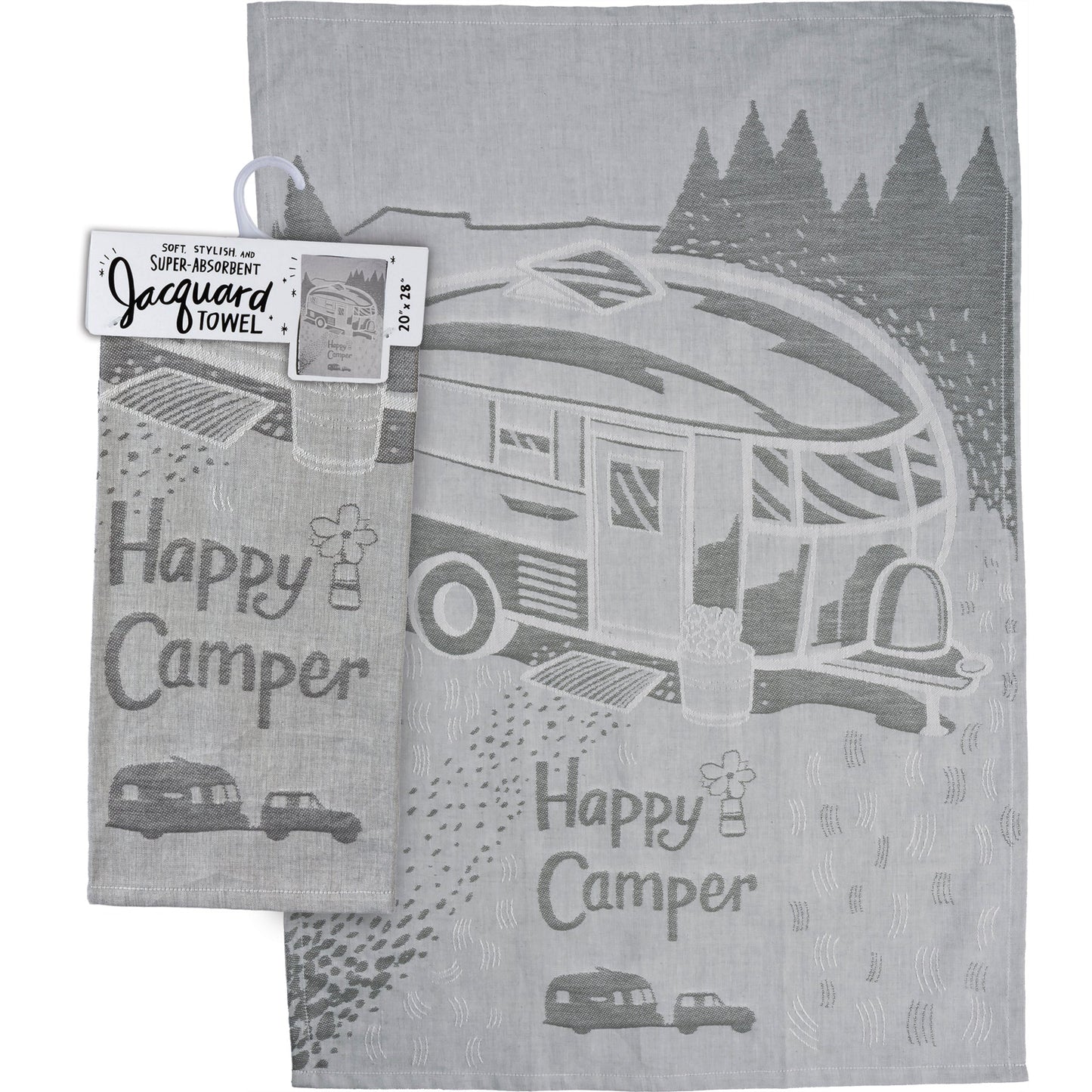 Happy Camper Woven Dish Cloth Towel