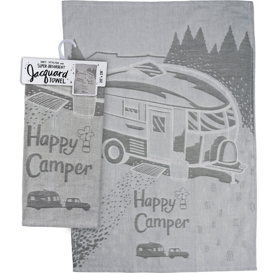 Happy Camper Woven Dish Cloth Towel