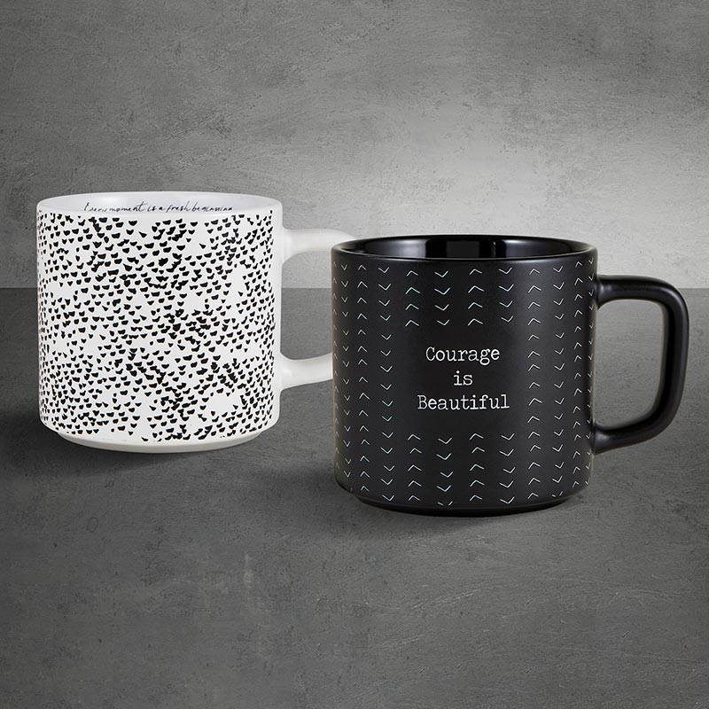 Hidden Message Every Moment Is A Fresh Beginning Stackable Mug | Stoneware Coffee Tea Cup | 14oz.