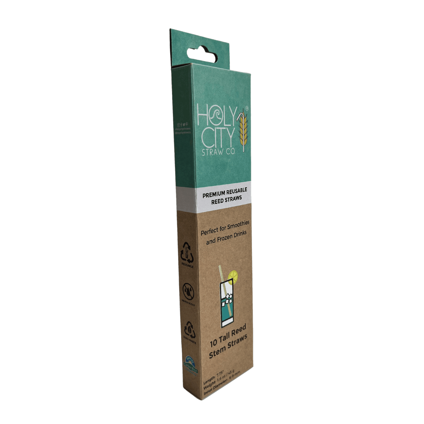 Holy City Straw Tall Reed Stem Drinking Straws | Inner pack | 20 x 10ct. Boxes