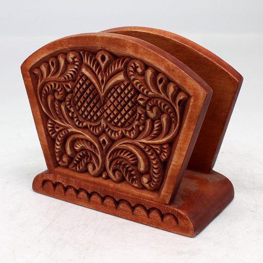 One of a Kind Wood Carved Napkin Holder 4x3.5" by G.DeBrekht-0
