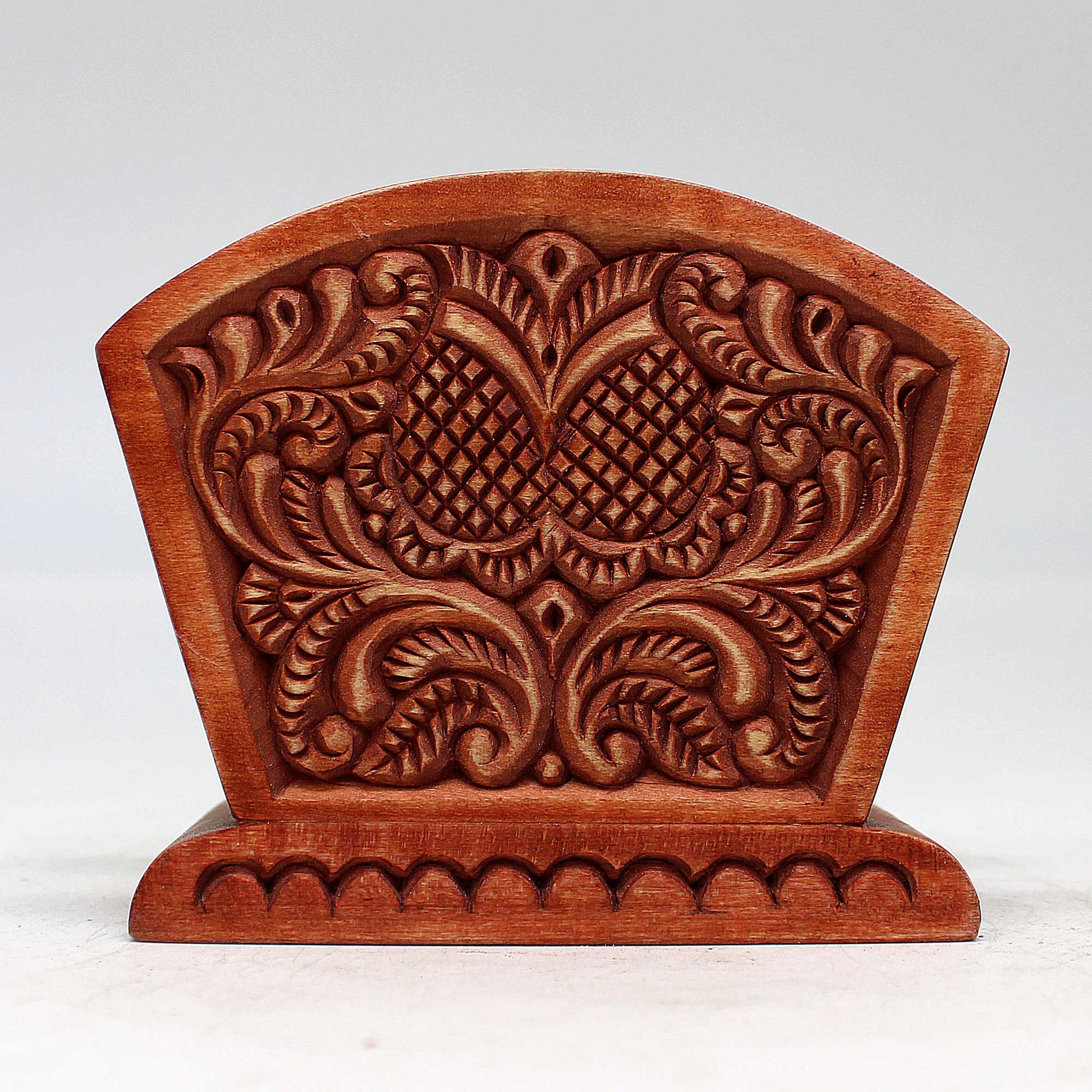 One of a Kind Wood Carved Napkin Holder 4x3.5" by G.DeBrekht-1