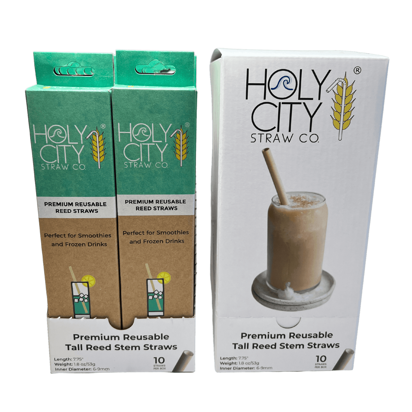 Holy City Straw Tall Reed Stem Drinking Straws | Inner pack | 20 x 10ct. Boxes