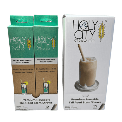 Holy City Straw Tall Reed Stem Drinking Straws | Inner pack | 20 x 10ct. Boxes