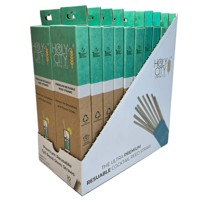 Holy City Straw Tall Reed Stem Drinking Straws | Inner pack | 20 x 10ct. Boxes