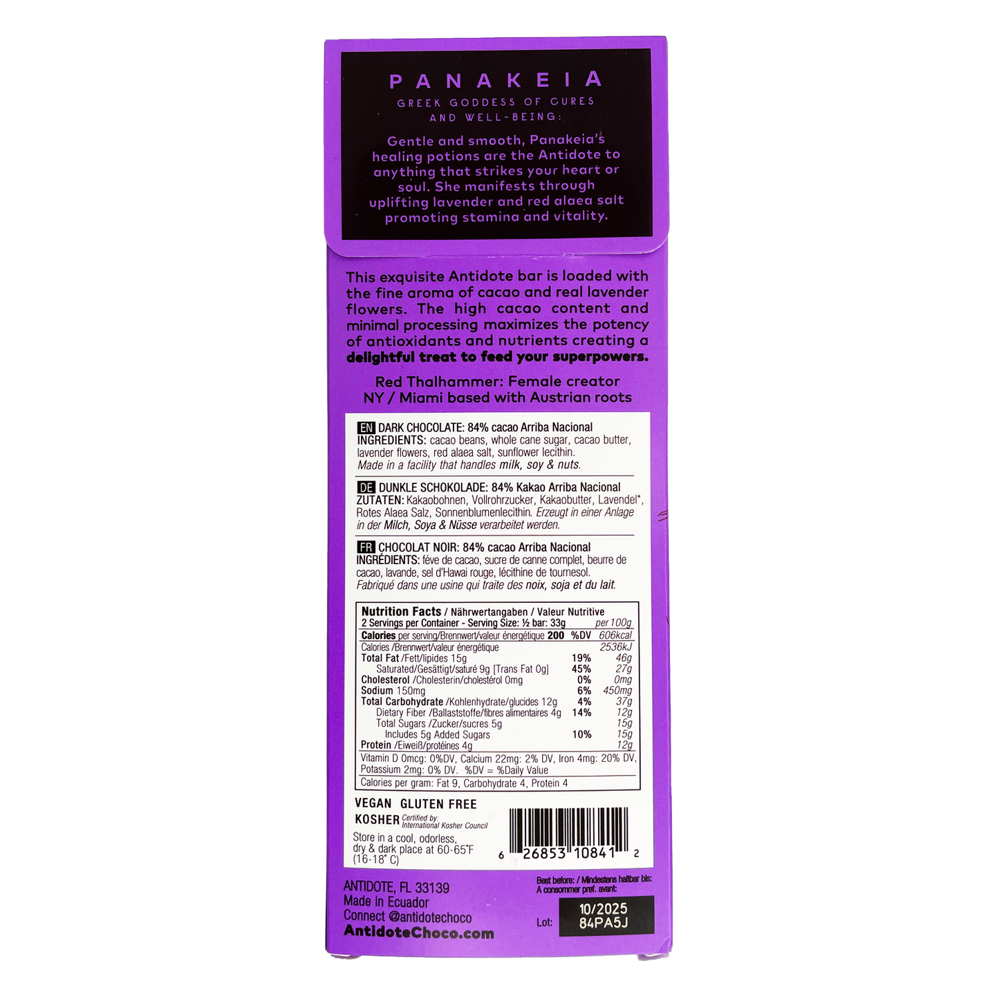 Antidote Chocolate PANAKEIA: LAVENDER + RED SALT - 12 Bars