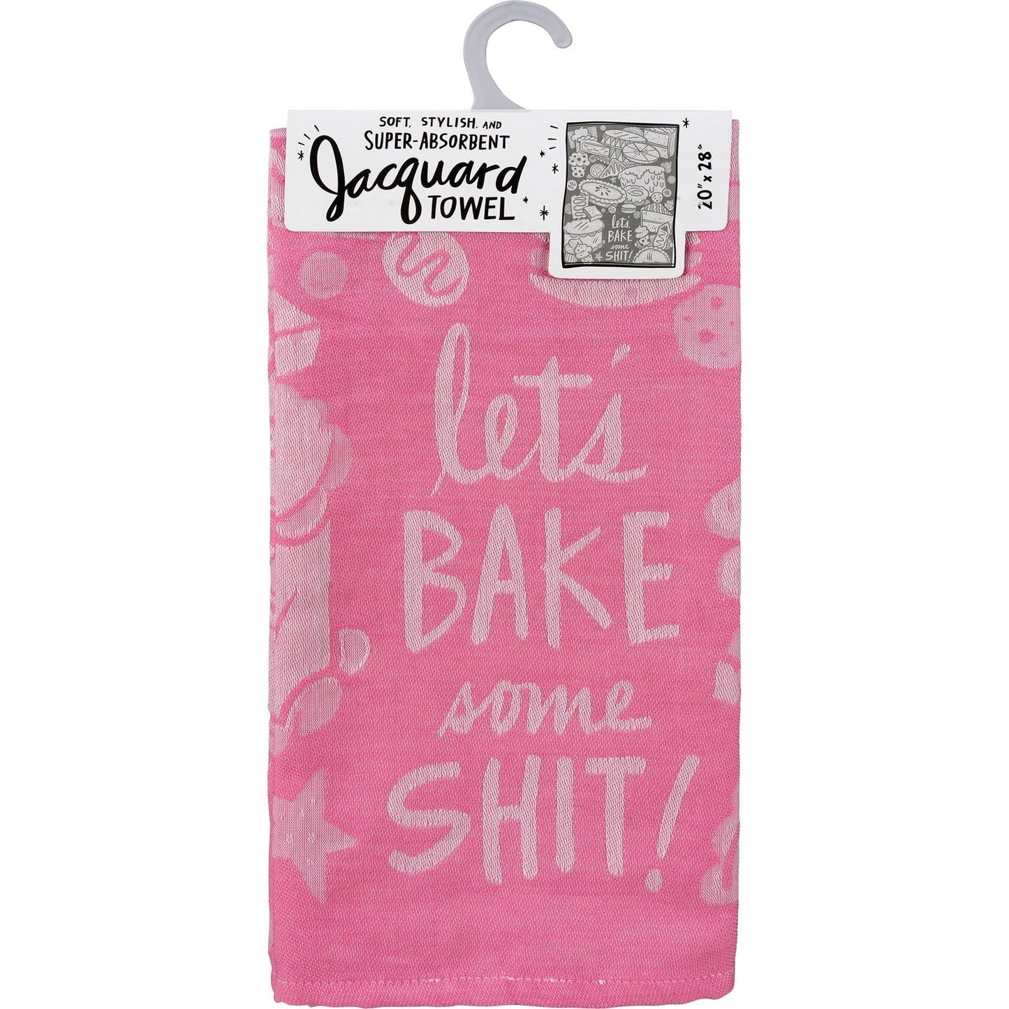 Let's Bake Some Shit Woven Pink Funny Snarky Dish Cloth Towel