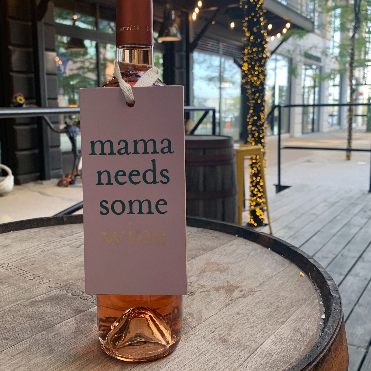 Mama Needs Some Wine Wooden Bottle Tag