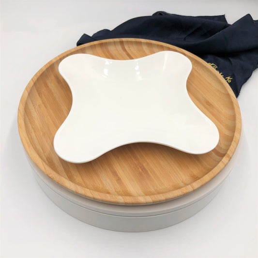 Bamboo And Fine Porcelain 4 Sided Star Dish-0