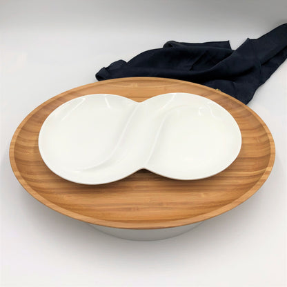 Bamboo And Fine Porcelain Oval Dish-0
