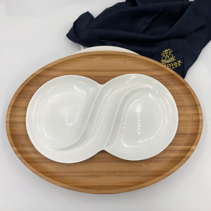 Bamboo And Fine Porcelain Oval Dish-1