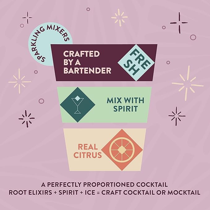 Root Elixirs Mini Cocktail Kit- Sparkling Premium Cocktail Mixers + Garnish