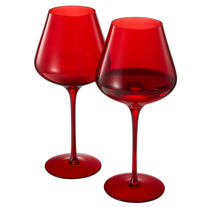 Holiday Red Crystal Wine Glass Set of 2