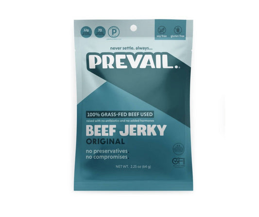 Prevail Jerky Beef Jerky, Original 100% Grass Fed - 8 Bags