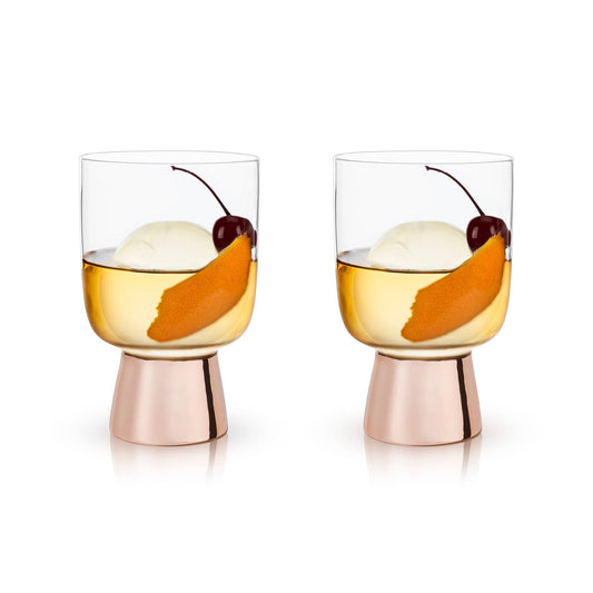 Set of 12 Raye Copper Footed Cocktail Tumblers in Gift Box