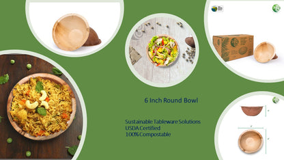 Palm Leaf Biodegradable Plates, 6 inch, Round Bowl, 25 Pcs-5