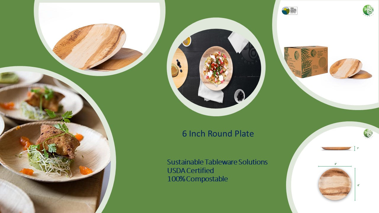 Palm Leaf Biodegradable Plates, 6 inch, Round, 25 Pcs-5