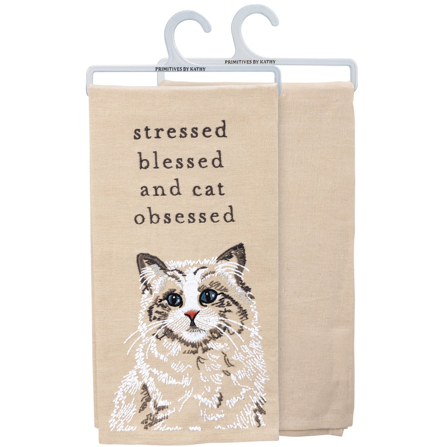 Stressed Blessed And Cat Obsessed Dish Cloth Towel