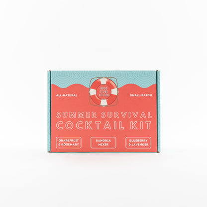 Summer Survival Cocktail Kit - 16oz Grapefruit & Rosemary, 16oz Sangria Mixer, 16oz Blueberry Lavender by Wood Stove Kitchen