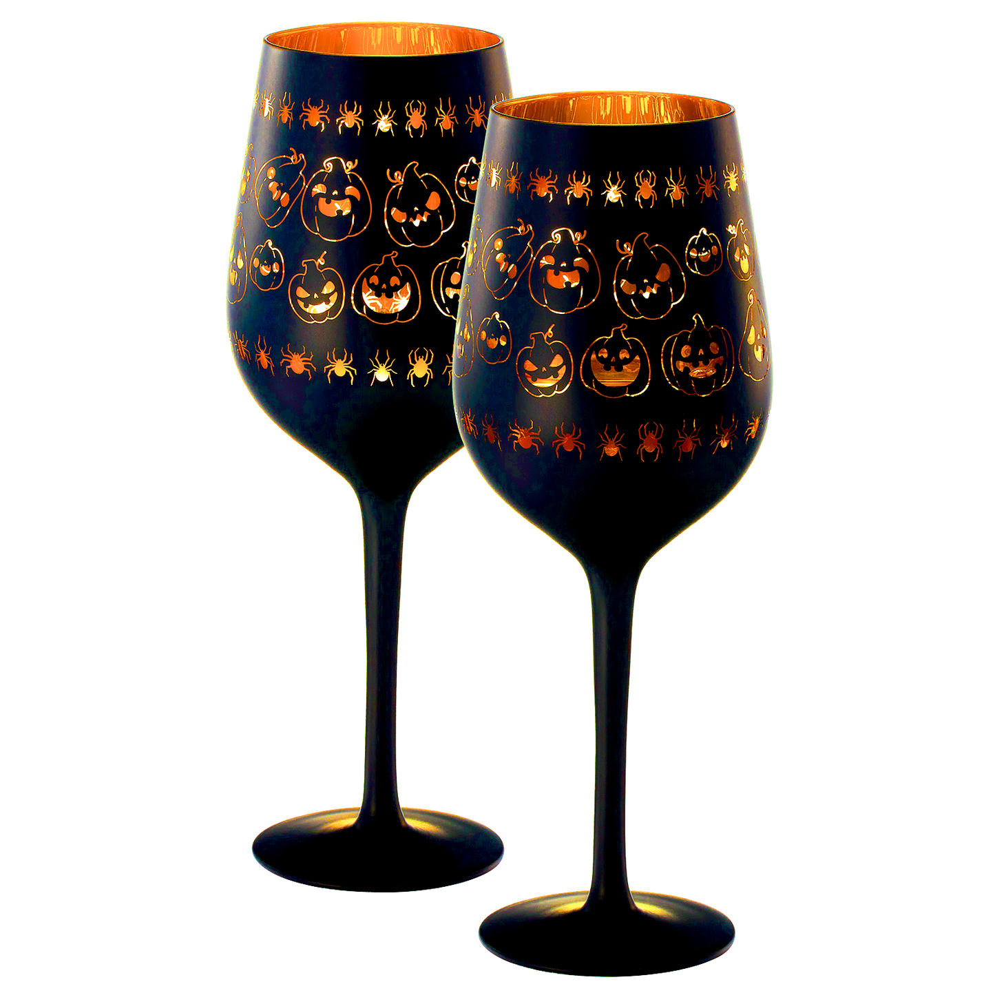 Crystal Halloween Stemmed Wine Glasses - Set of 2